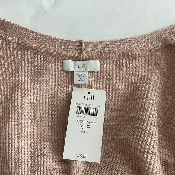 J. Jill XL Linen Blend Open Front Longline Cardigan Sweater NEW in Rose Quartz - Picture 5 of 7